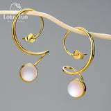 Lotus Fun Moonstone Unusual Large Design Dangle Fashion Earrings With Stone For Women Real 925 Sterling Silver Statement Jewelry