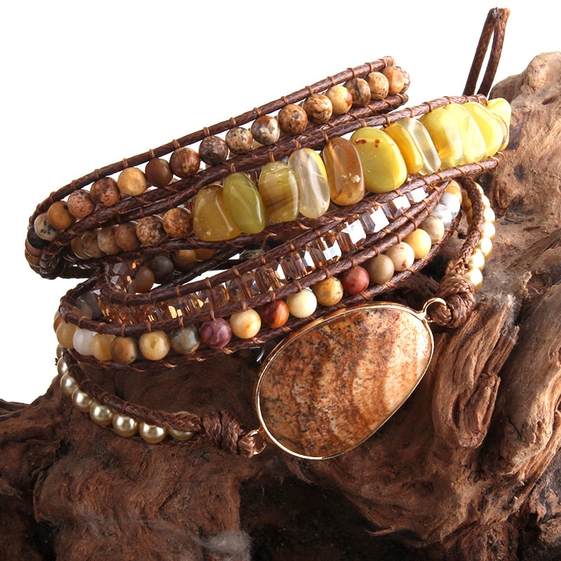 Handmade Boho Stone Bracelet