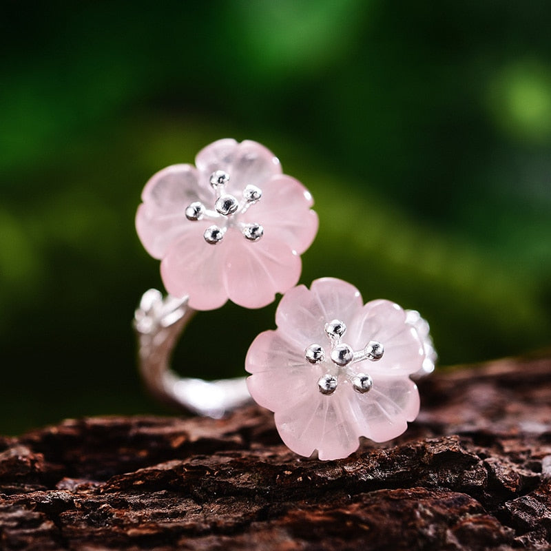 Lotus Fun Real 925 Sterling Silver Natural Crystal Ring Handmade Designer Fine Jewelry Flower in the Rain Rings for Women Bijoux