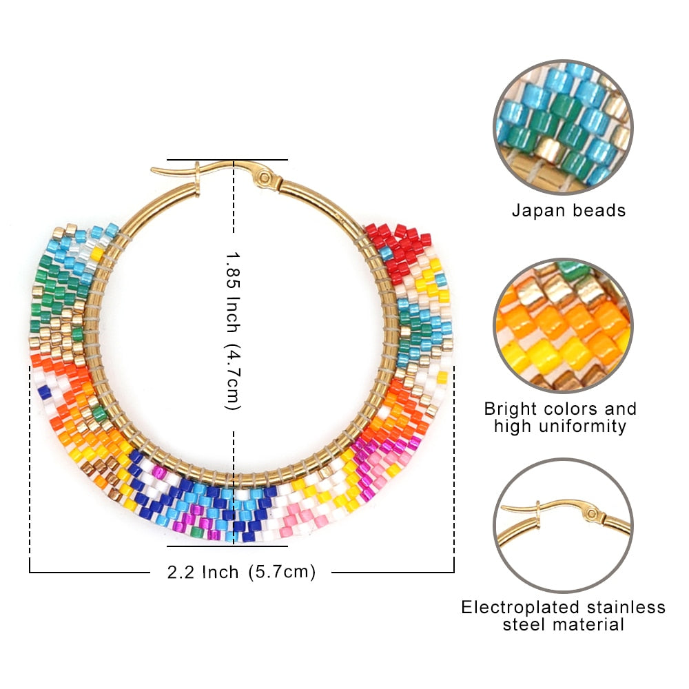 Go2Boho Hoop Earrings Stainless Steel Earrings Miyuki Beaded Ear Ring Women Jewelry Gift for Her 2021 Trendy Bohemian Pendientes