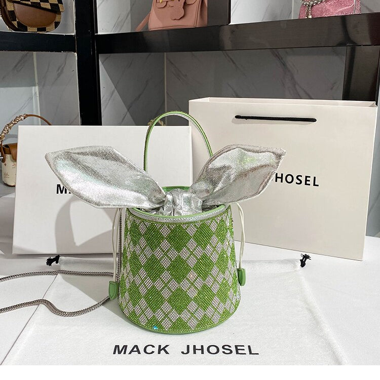 Women Full Diamond Rhinestone Bucket Handbag Shoulder Crossbody Bag Ladies Shiny Crystal Clutch Purse For Party Evening Bag