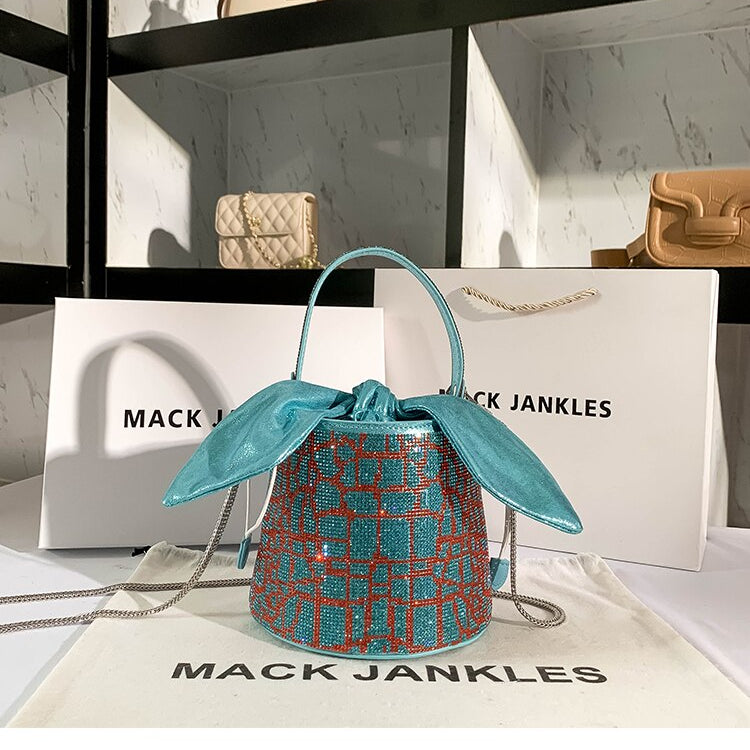 Women Full Diamond Rhinestone Bucket Handbag Shoulder Crossbody Bag Ladies Shiny Crystal Clutch Purse For Party Evening Bag