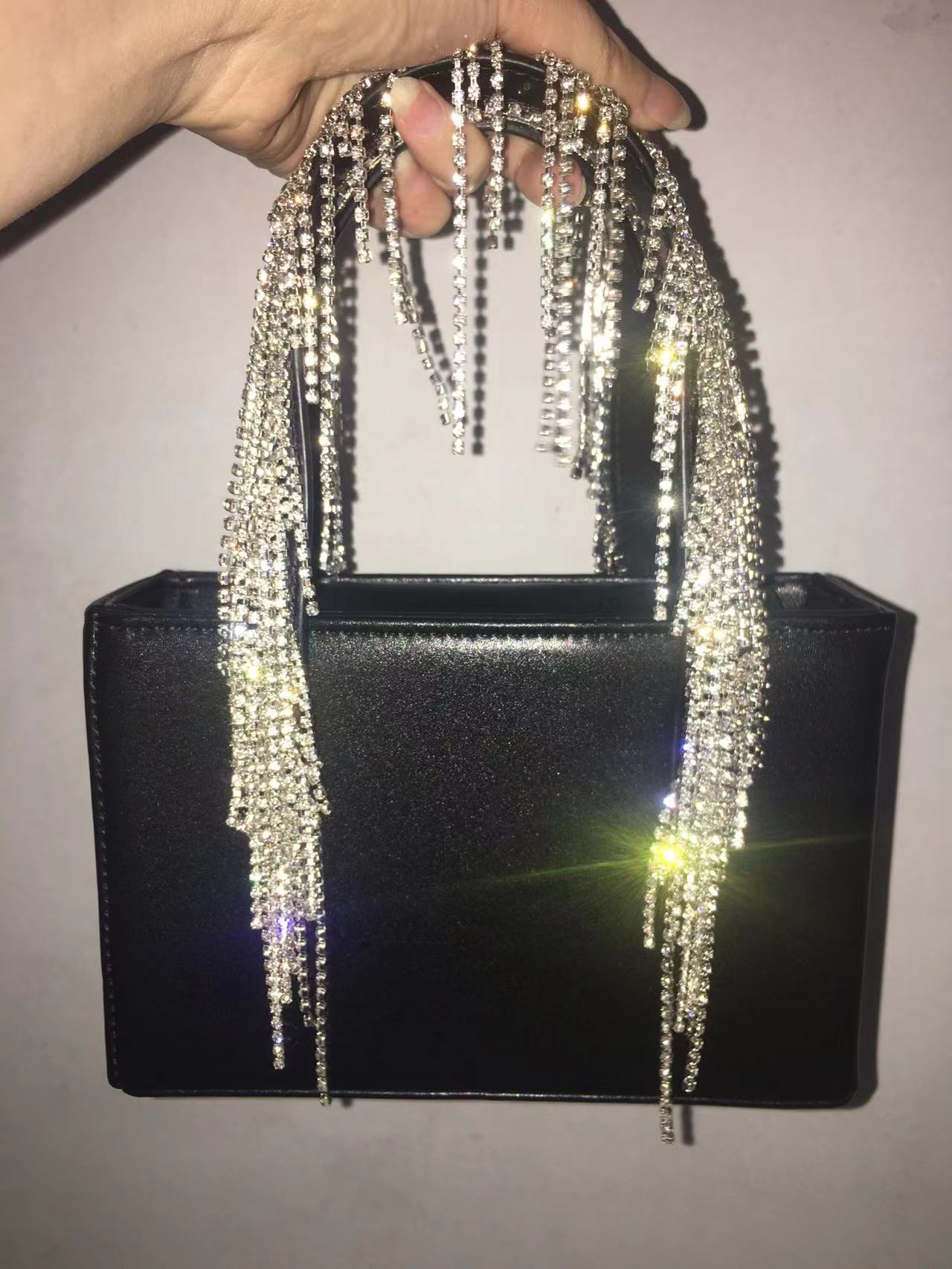 Women Full Diamond Rhinestone Bucket Handbag Shoulder Crossbody Bag Ladies Shiny Crystal Clutch Purse For Party Evening Bag
