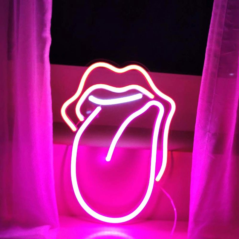 LED Smoking Lips Neon Light USB Powered Sexy Lips for Bar Pub Party Wall Bedroom Art Decor Room Decoration Night Light