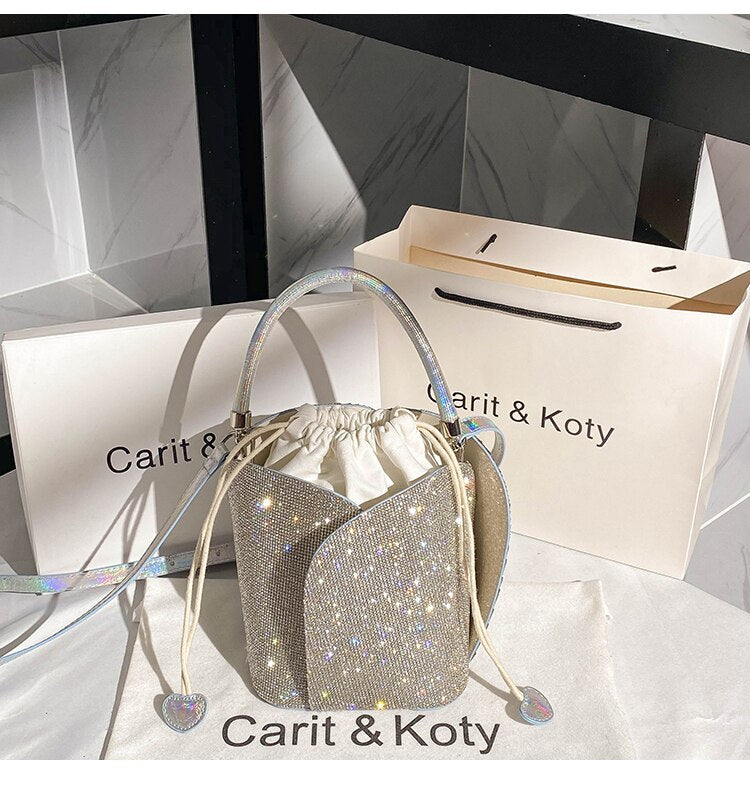 Party Wedding Rhinestones Diamond Evening Clutch Bag Luxury Design Shiny Chain Bling Purse Women Handbag Shoulder Crossbody Bag