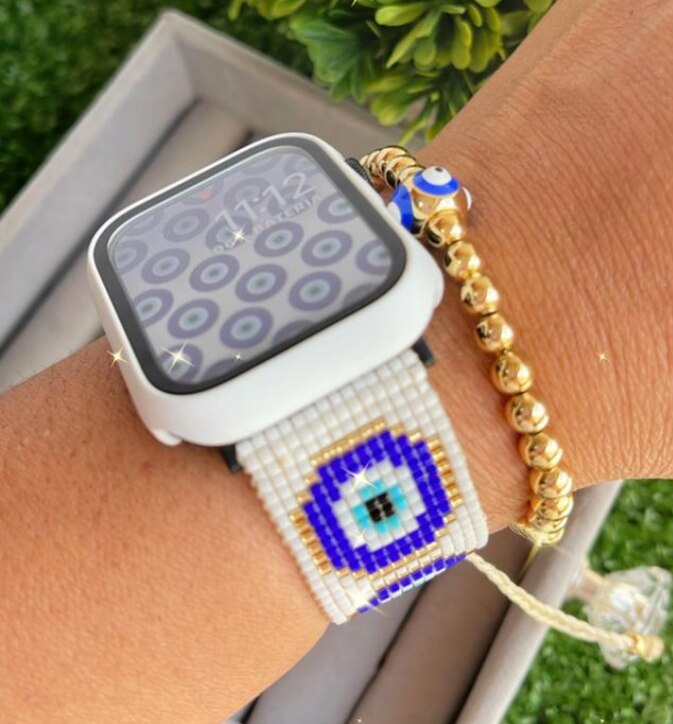New Design Luxury Miyuki Beads Apple Watch Band- Evil Eye