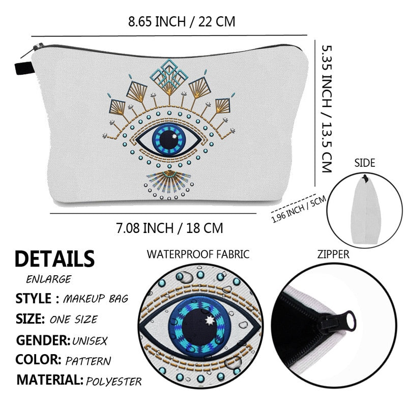 Turkish Blue Evil Eye Portable Women Travel Storage Bag Small Toiletry Organizer Cosmetic Bag Waterproof Female Lucky Makeup Bag