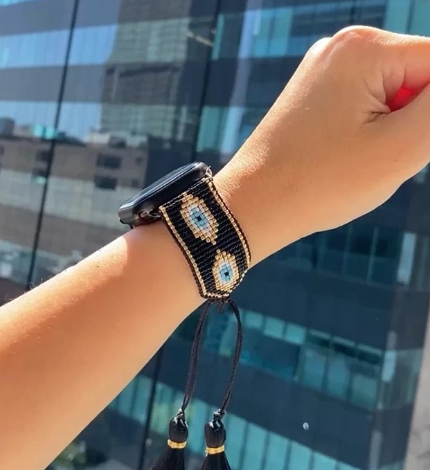 New Design Luxury Miyuki Beads Apple Watch Band- Evil Eye
