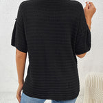 Black Short Sleeve Knit Top