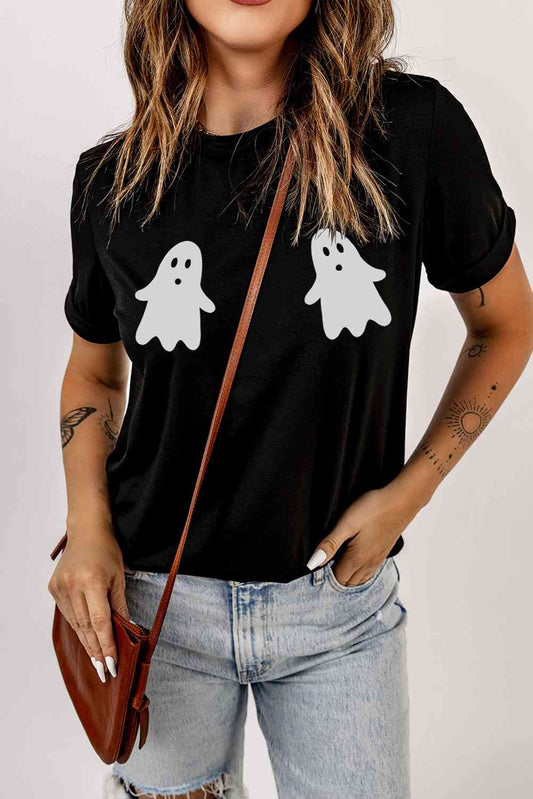 Ghost Graphic Short Sleeve Round Neck T-Shirt