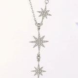 Sterling Silver 3 Star Drop Pendant Necklace
