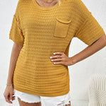 Yellow Short Sleeve Knit Top