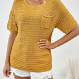 Yellow Short Sleeve Knit Top