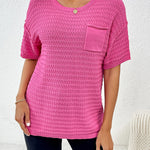 Pink Short Sleeve Knit Top