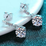 1 Carat Moissanite Drop Earrings