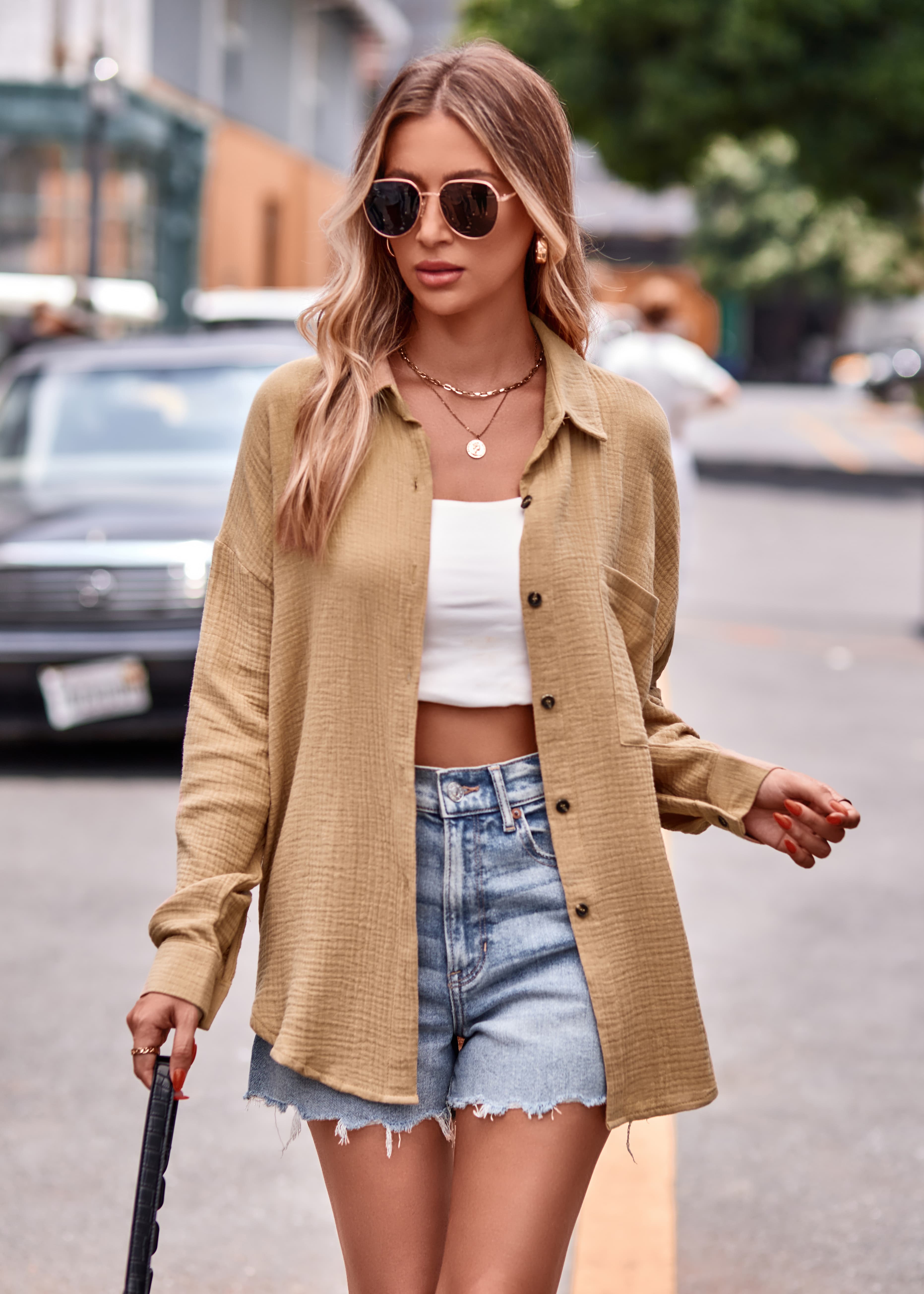 Textured Dropped Shoulder Shaket